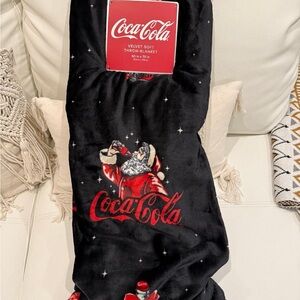 Coca Cola Black and Red Velvet Soft Throw Blanket